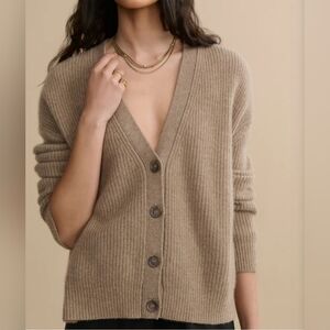 Jenni Kayne SEALED! NWT! Cropped Cashmere Cocoon Cardigan in Undyed Stone. Sz Sm